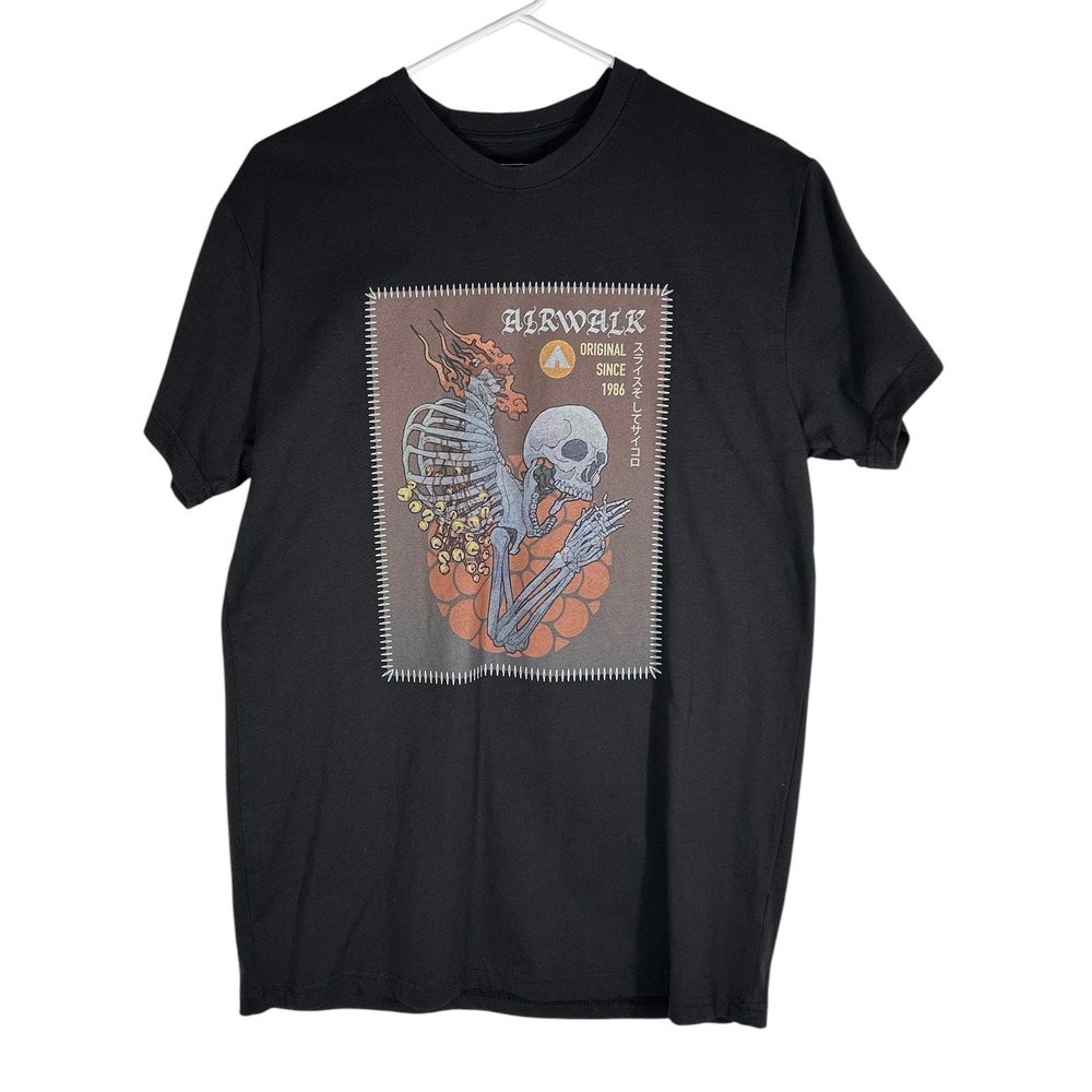 Airwalk Mens Skeleton Graphic T-Shirt Black Short Sleeve Crewneck Small S/P